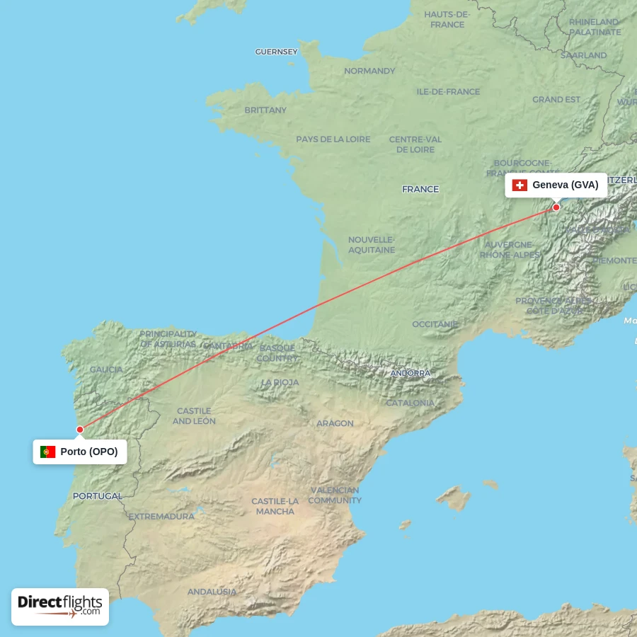 GVA - OPO route map