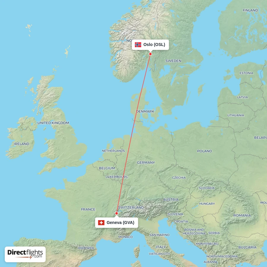 GVA - OSL route map
