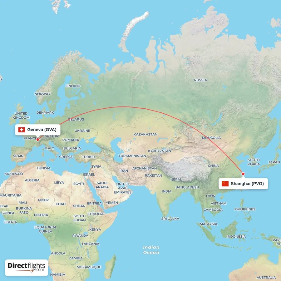 GVA - PVG route map