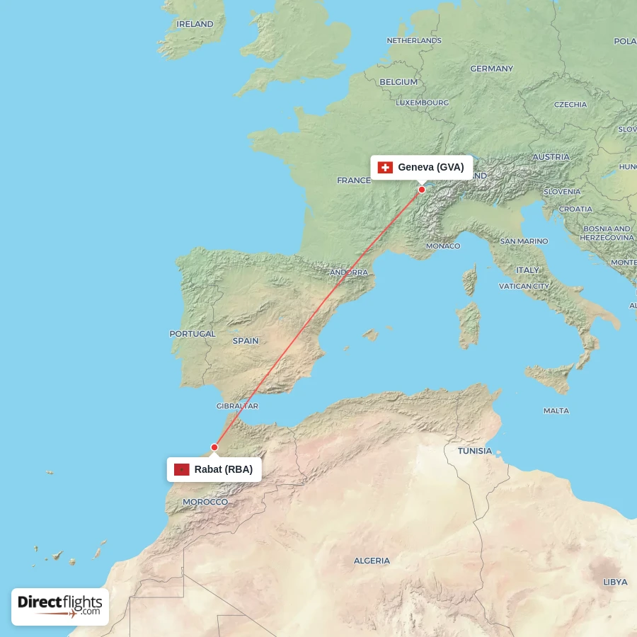 GVA - RBA route map