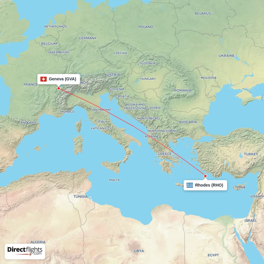 GVA - RHO route map