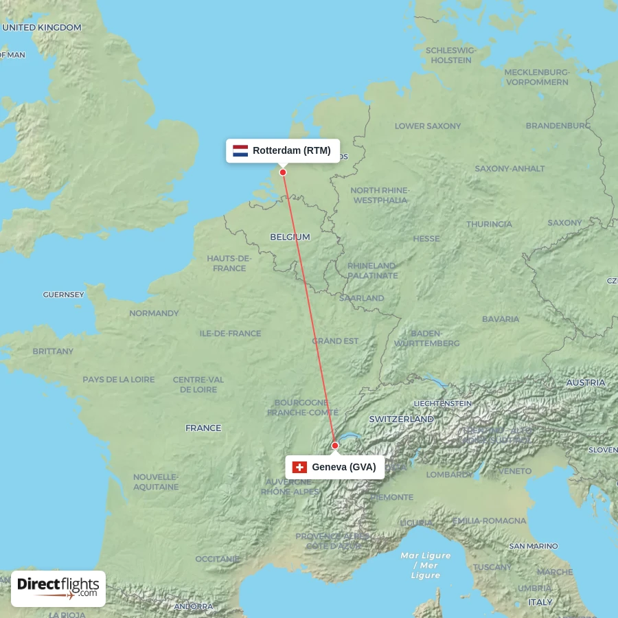 GVA - RTM route map