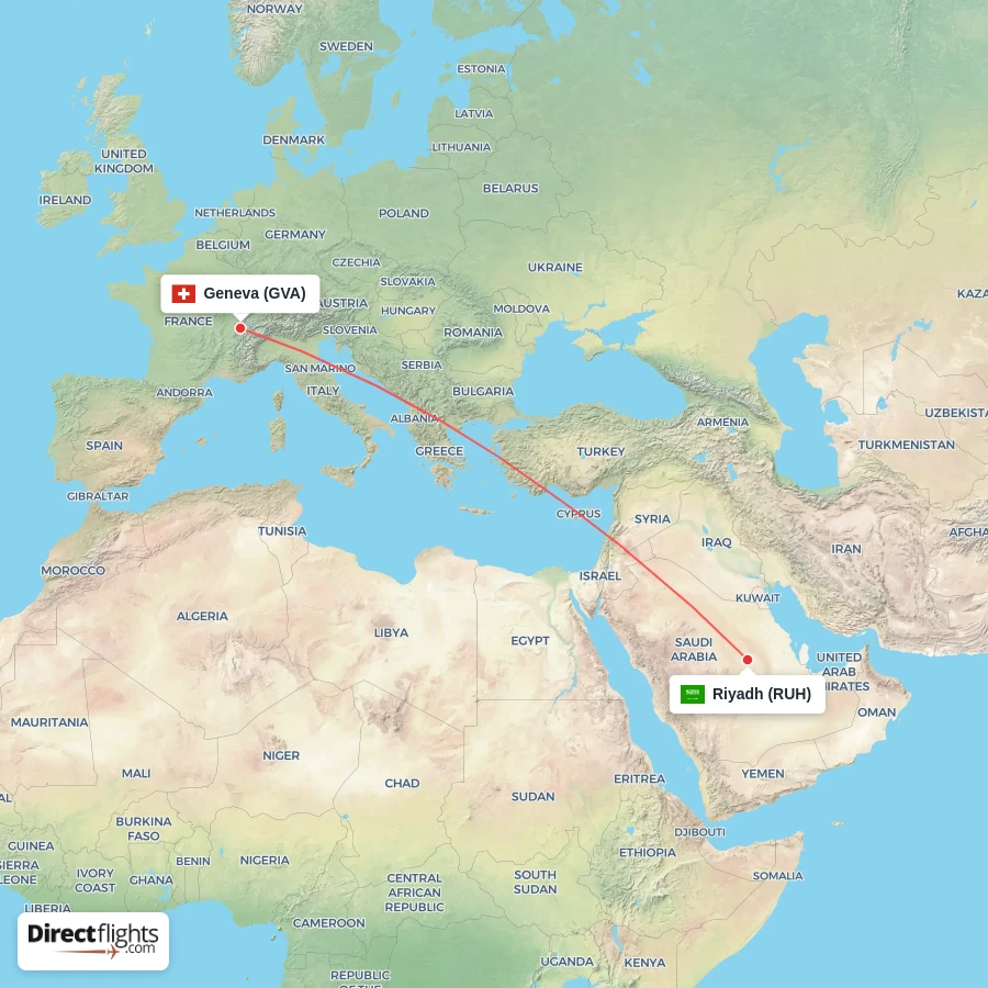 GVA - RUH route map