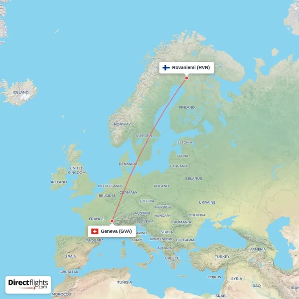 Geneva - Rovaniemi direct flight map