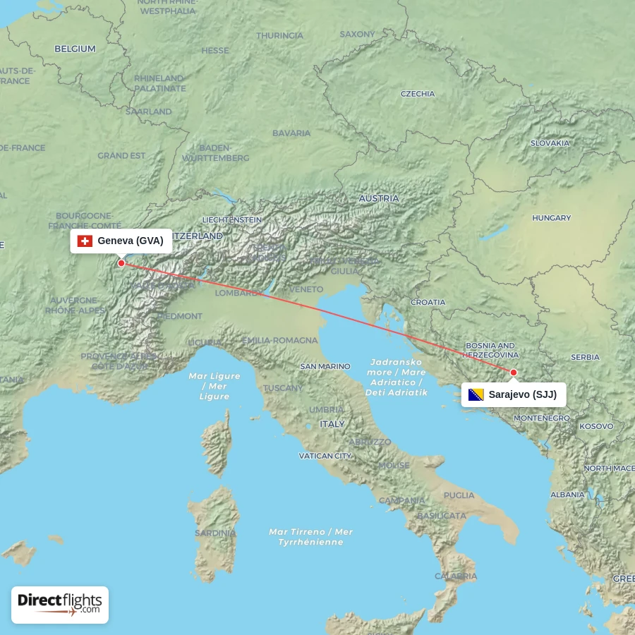 GVA - SJJ route map