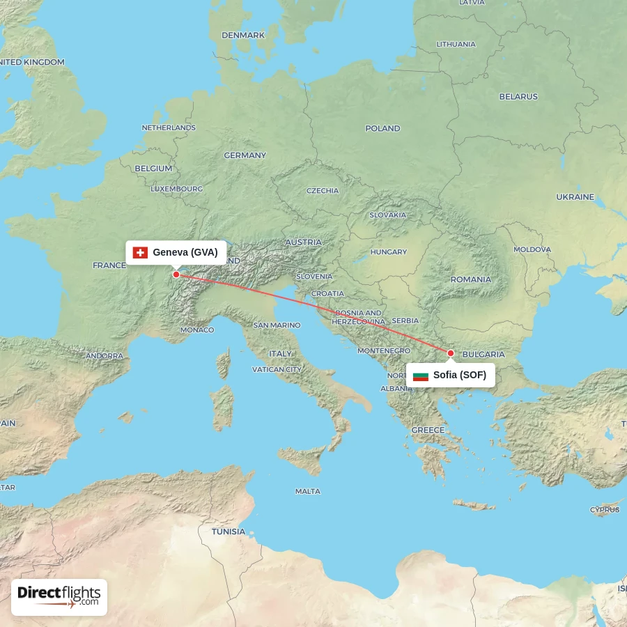 GVA - SOF route map