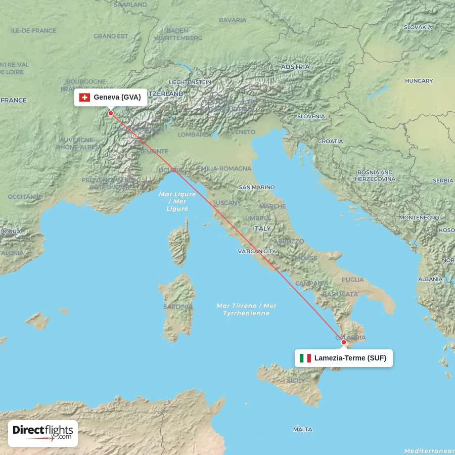 GVA - SUF route map