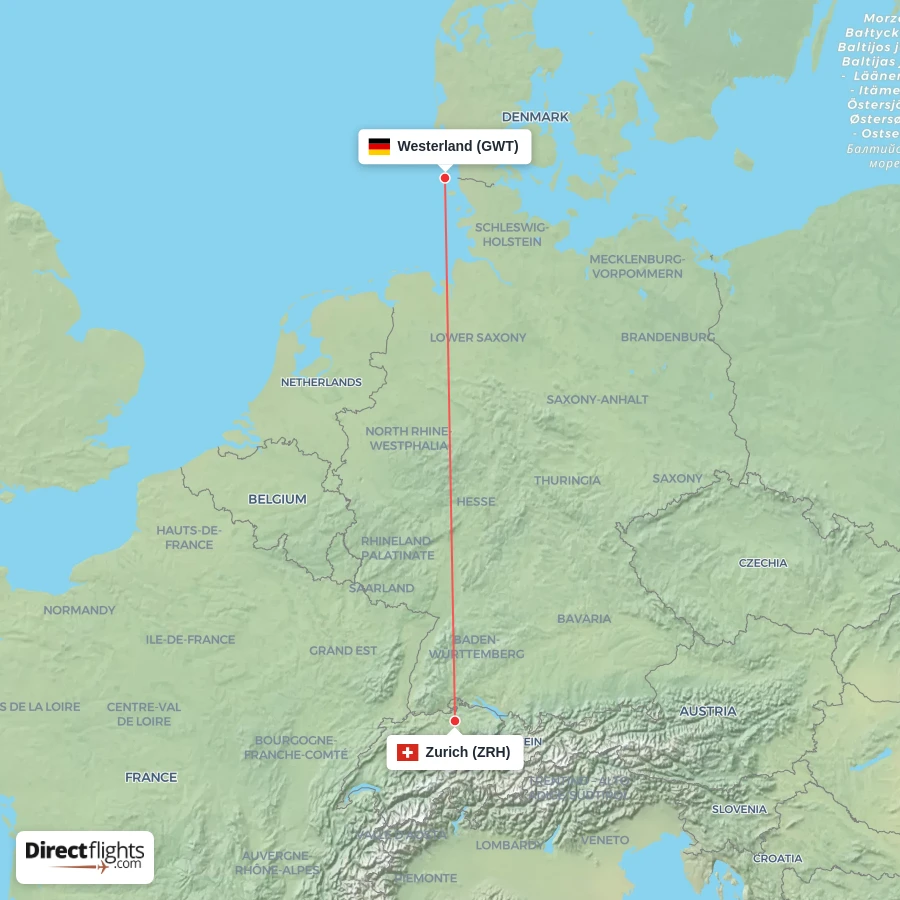 GWT - ZRH route map