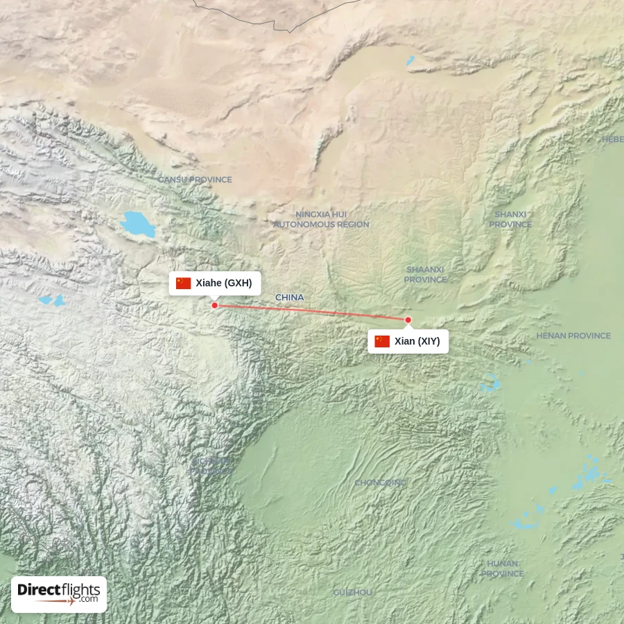 GXH - XIY route map