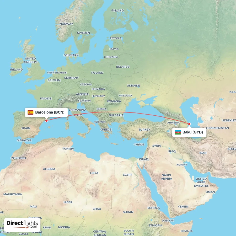 GYD - BCN route map