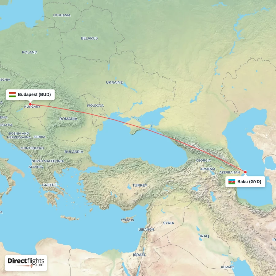 GYD - BUD route map