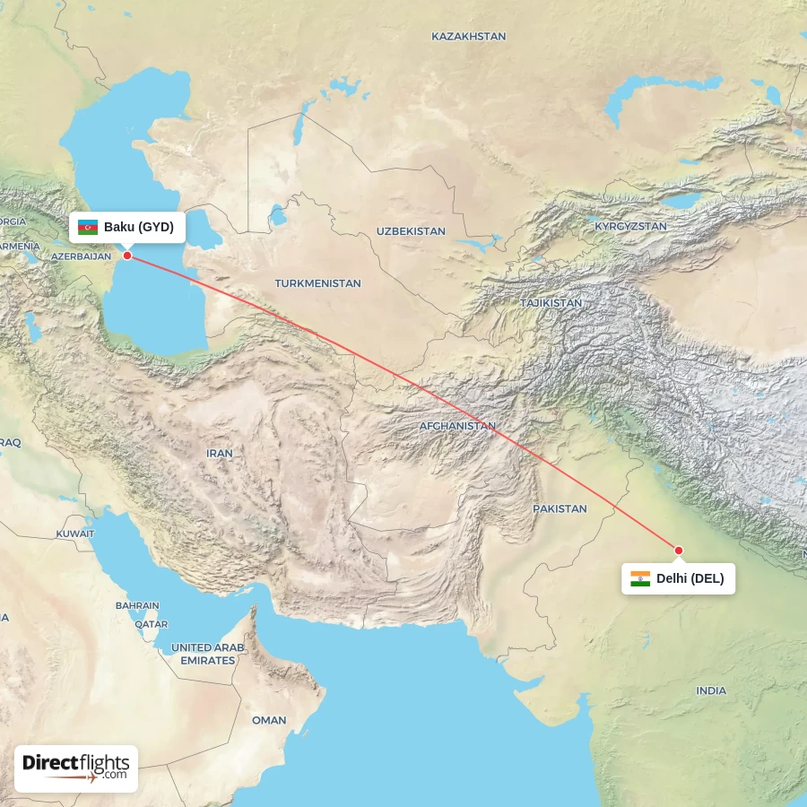 GYD - DEL route map