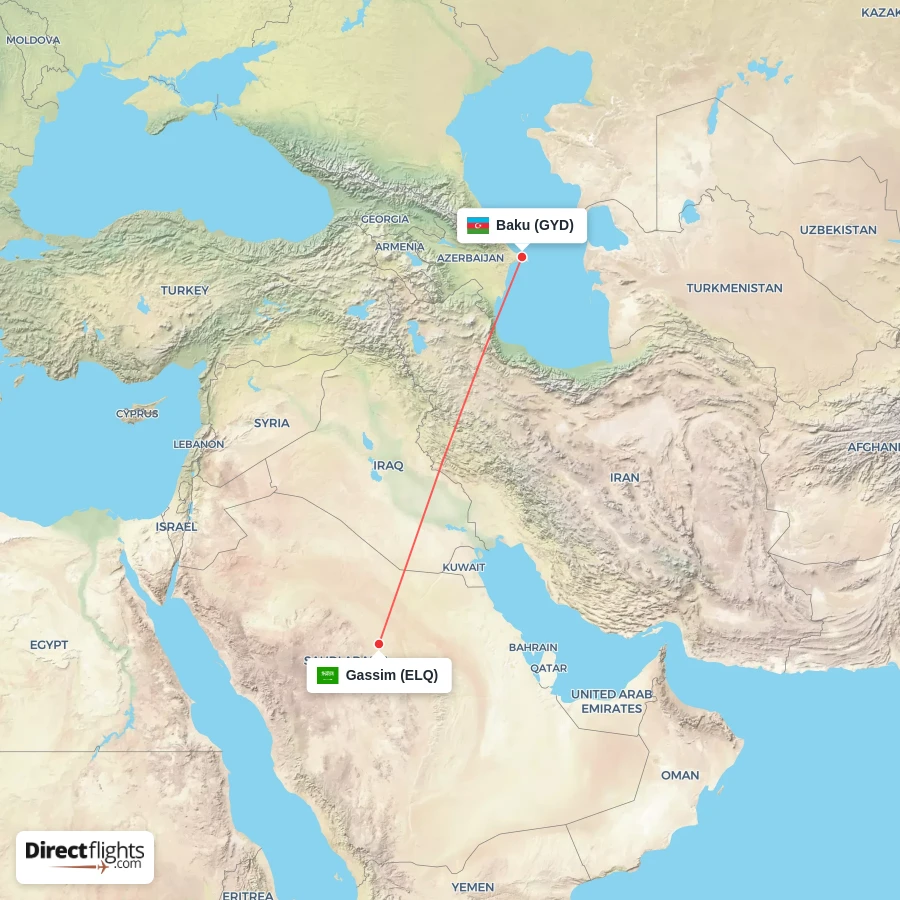 GYD - ELQ route map