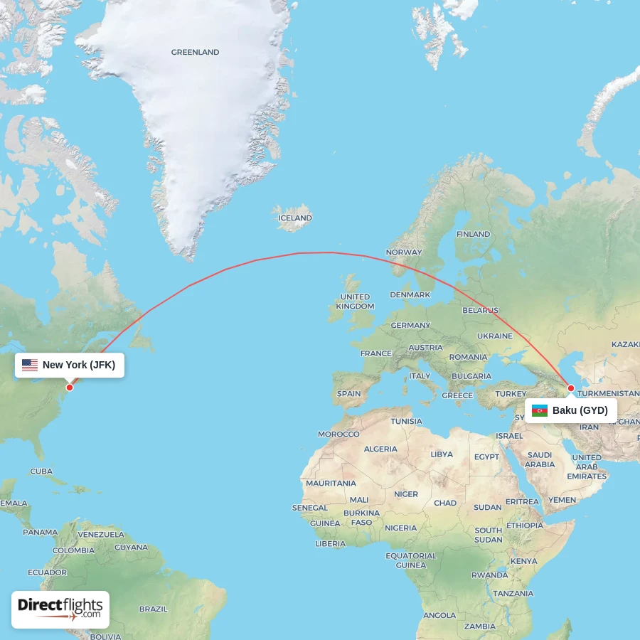 GYD - JFK route map