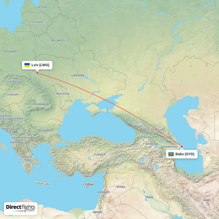 GYD - LWO route map