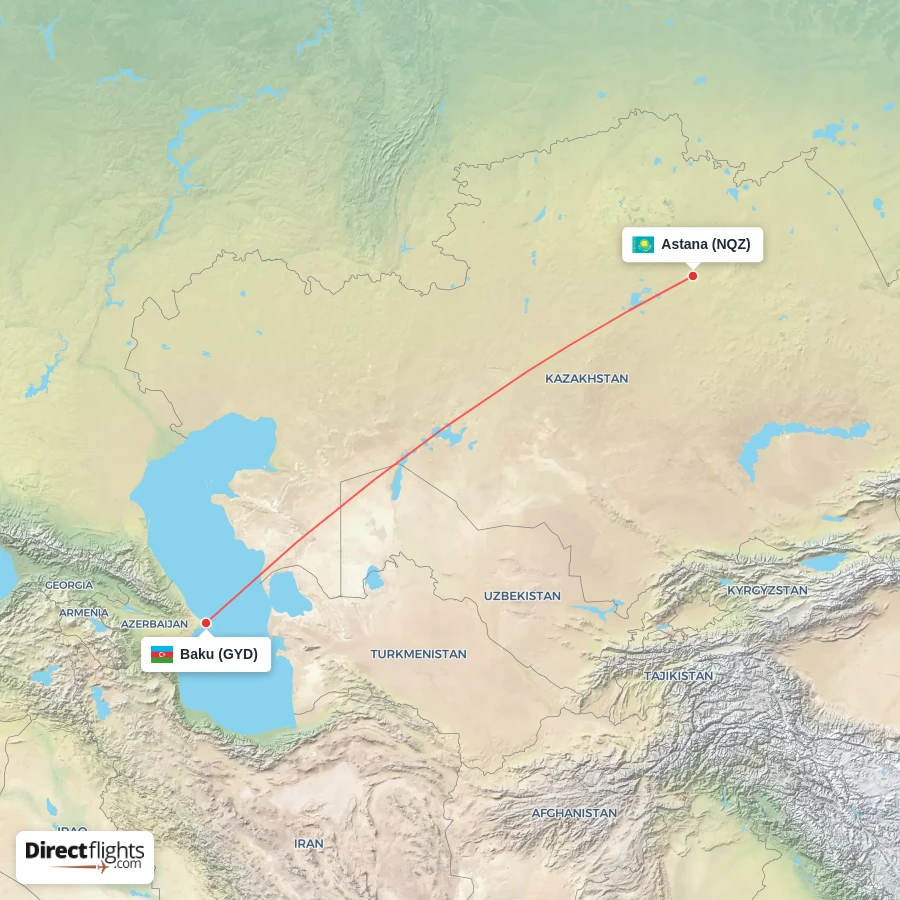 GYD - NQZ route map