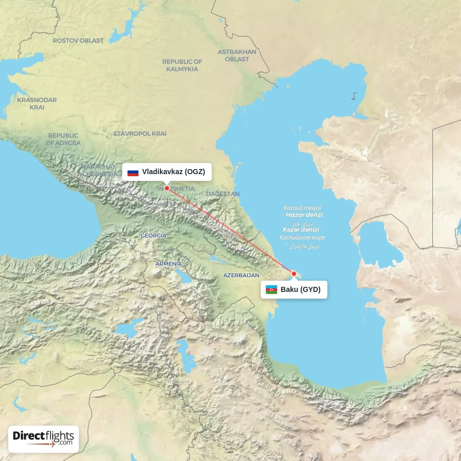 GYD - OGZ route map