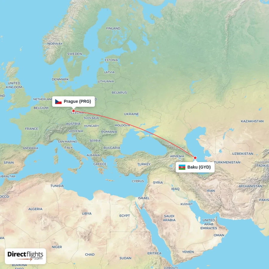GYD - PRG route map