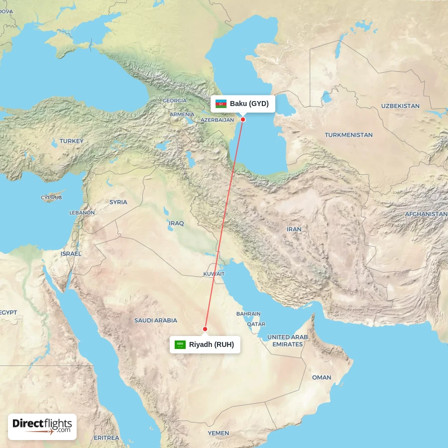 GYD - RUH route map