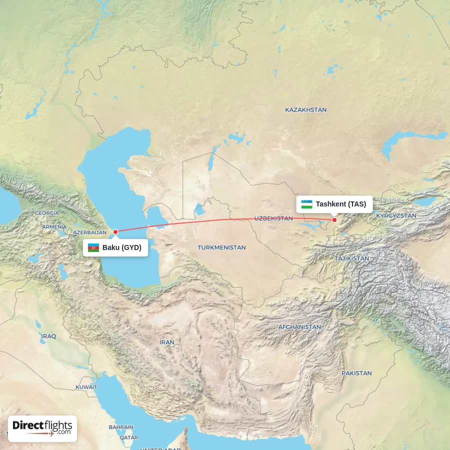 GYD - TAS route map