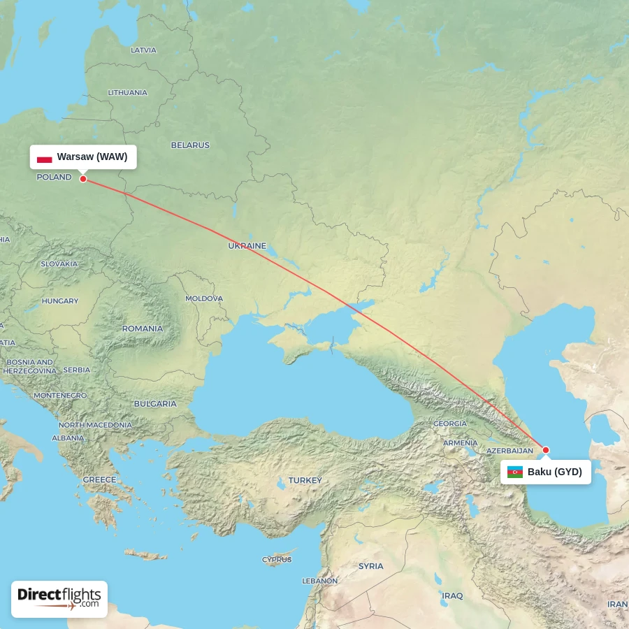 GYD - WAW route map