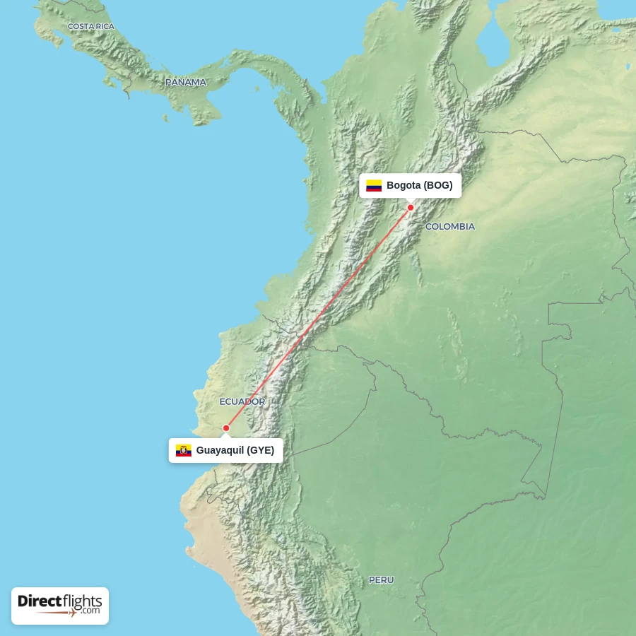 GYE - BOG route map