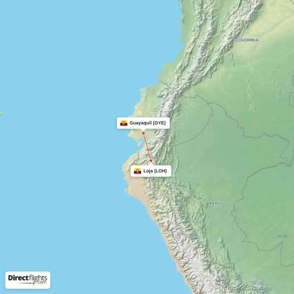 Guayaquil - Loja direct flight map