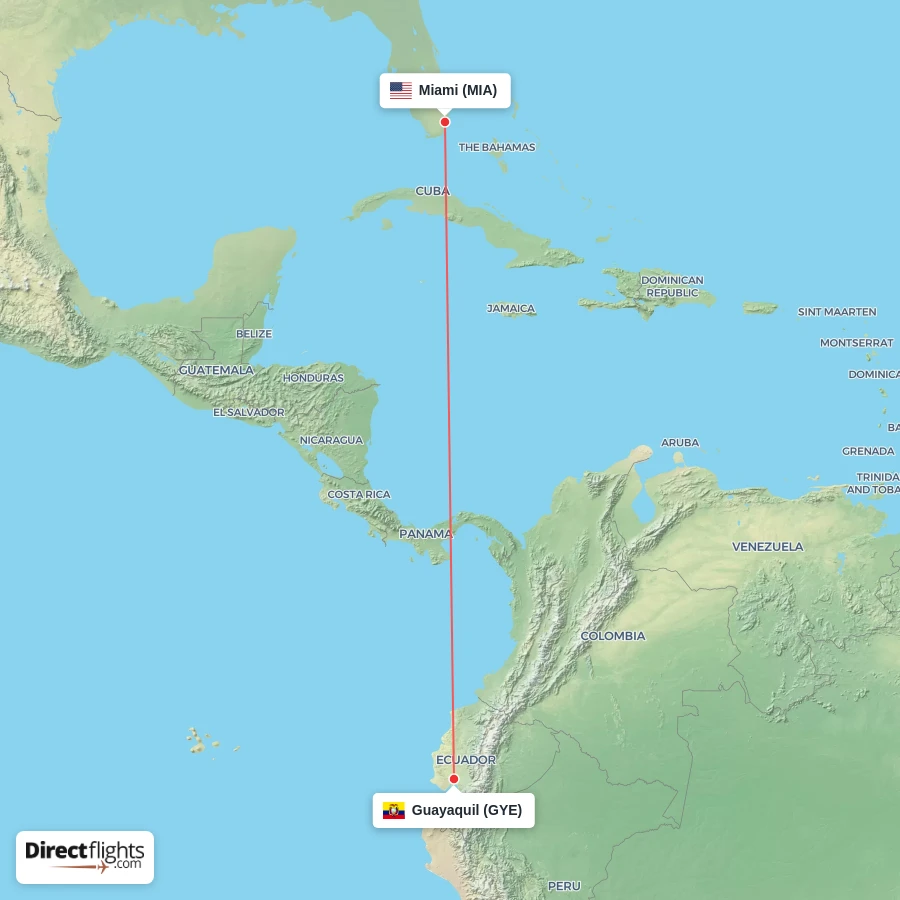 GYE - MIA route map