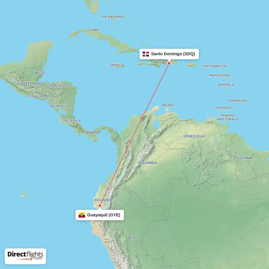 GYE - SDQ route map