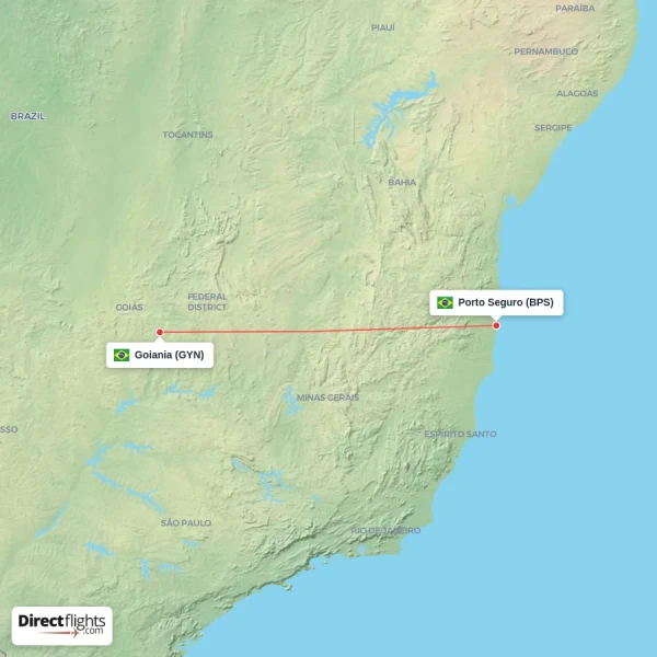 Goiania - Porto Seguro direct flight map