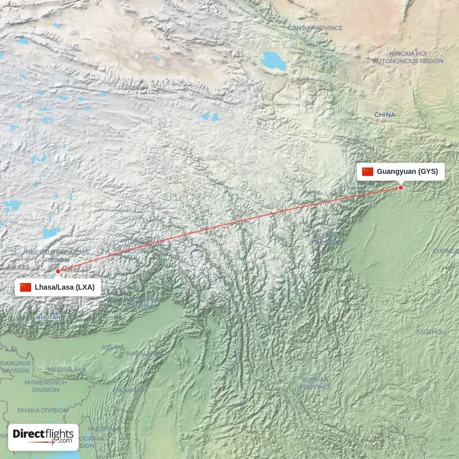 GYS - LXA route map