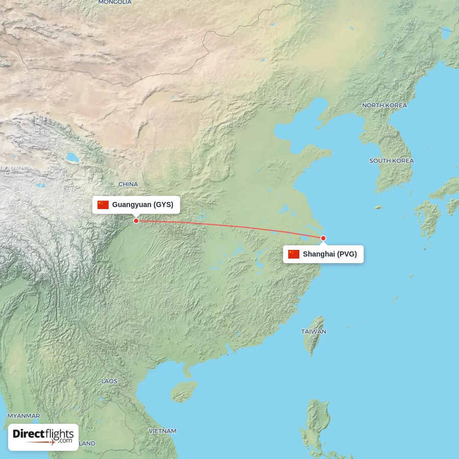 GYS - PVG route map