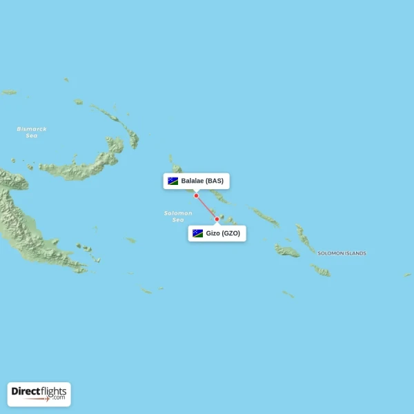 Gizo - Balalae direct flight map