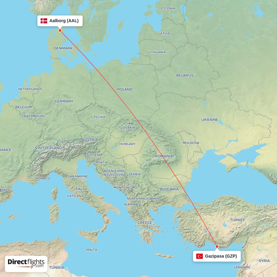GZP - AAL route map