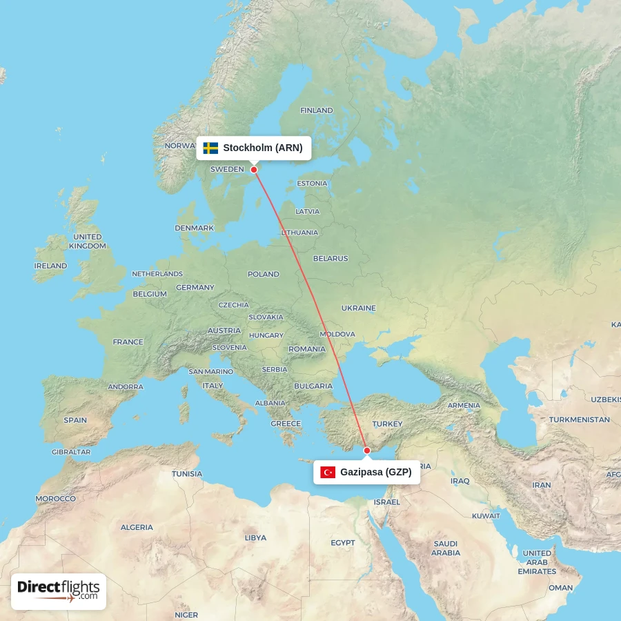 GZP - ARN route map