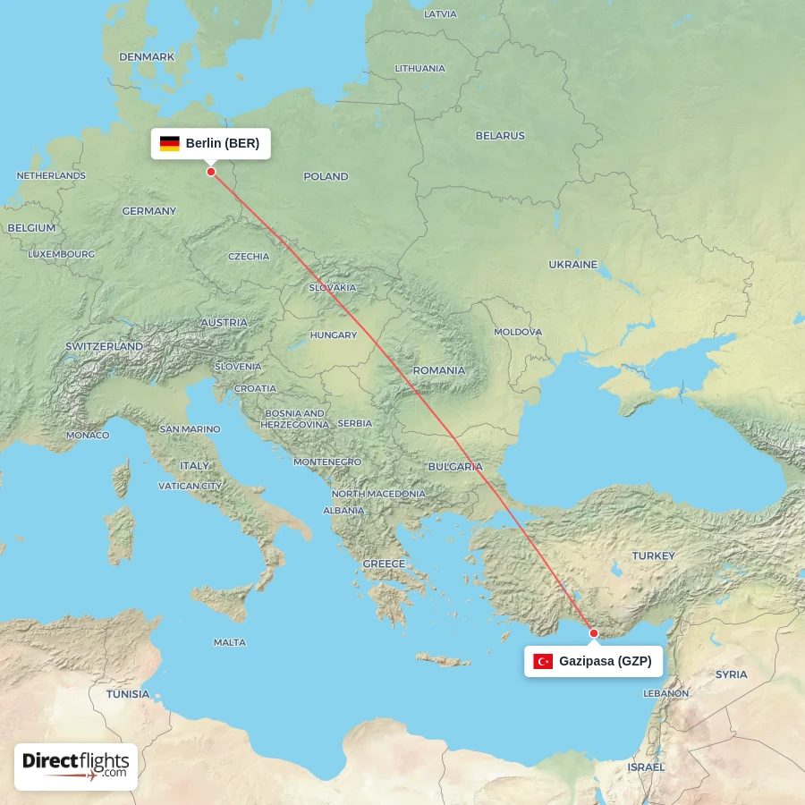 GZP - BER route map