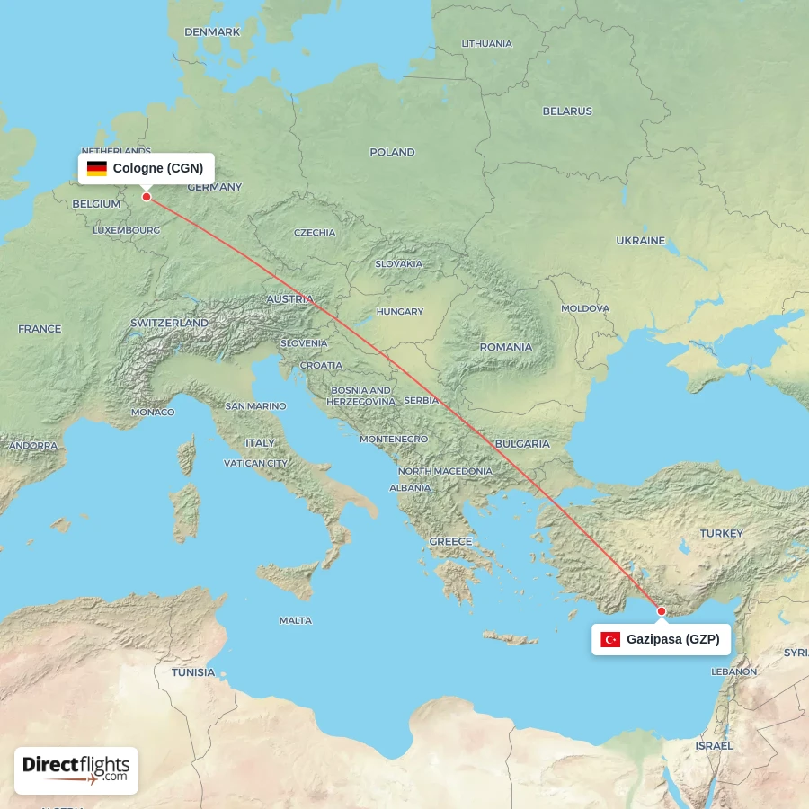 GZP - CGN route map