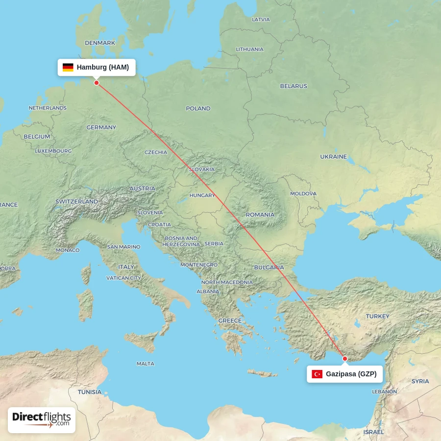 GZP - HAM route map