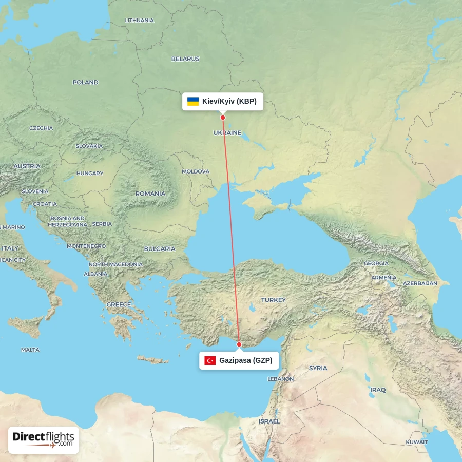 GZP - KBP route map