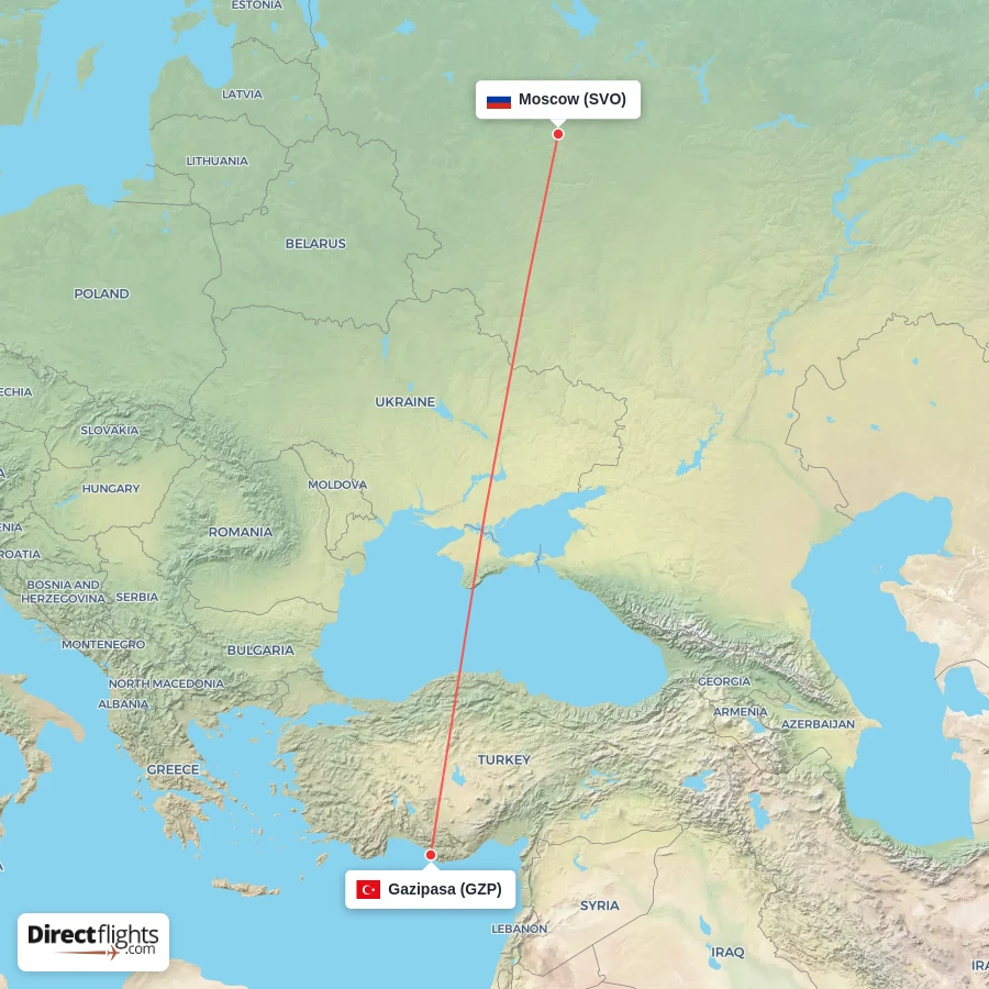 GZP - SVO route map