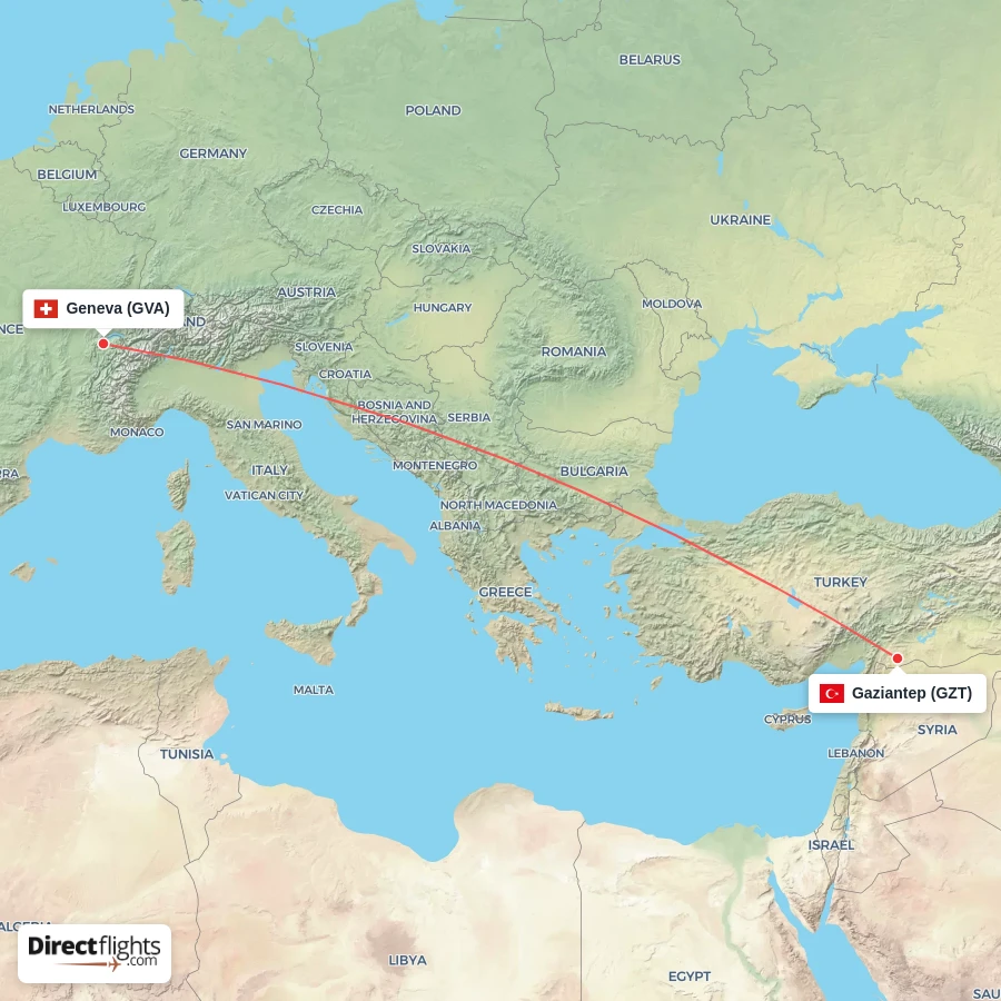 GZT - GVA route map
