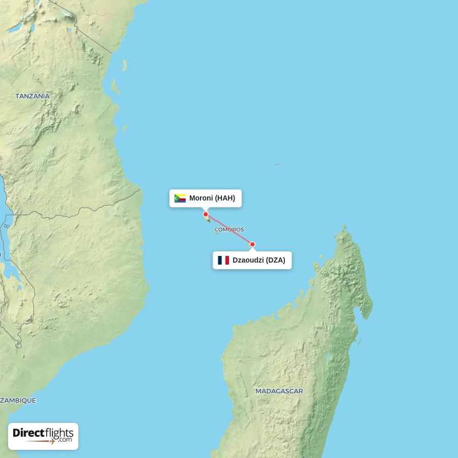 HAH - DZA route map