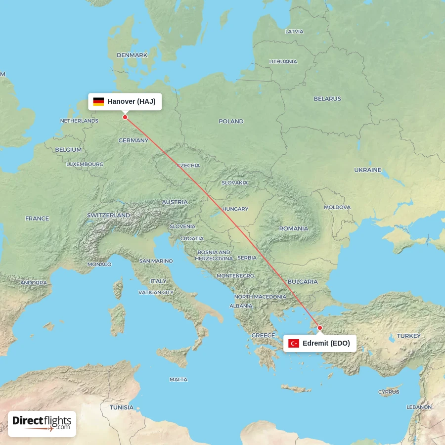 HAJ - EDO route map