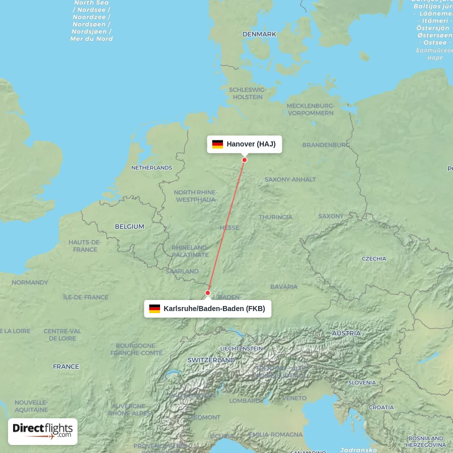 HAJ - FKB route map