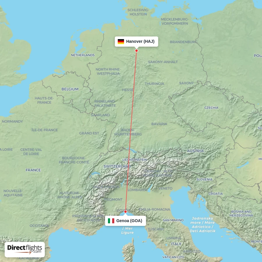 HAJ - GOA route map