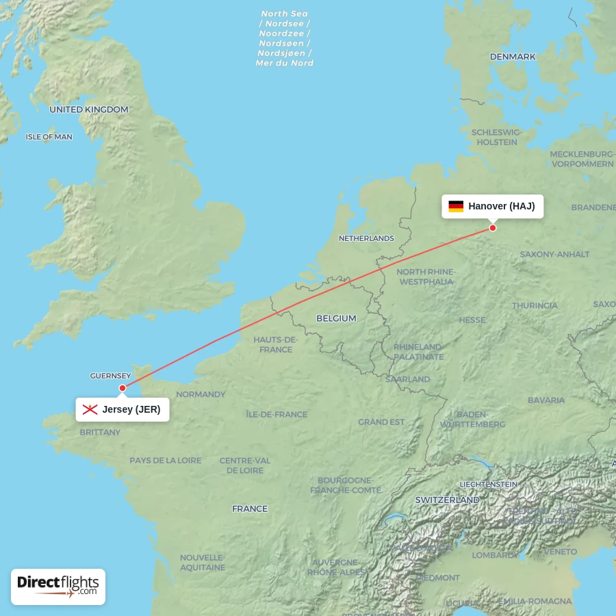 HAJ - JER route map