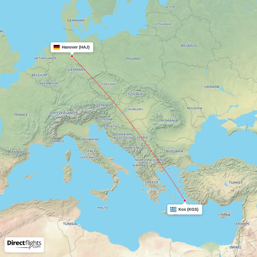HAJ - KGS route map