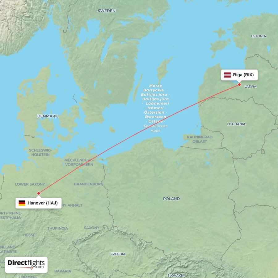 HAJ - RIX route map