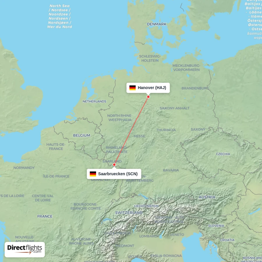 HAJ - SCN route map