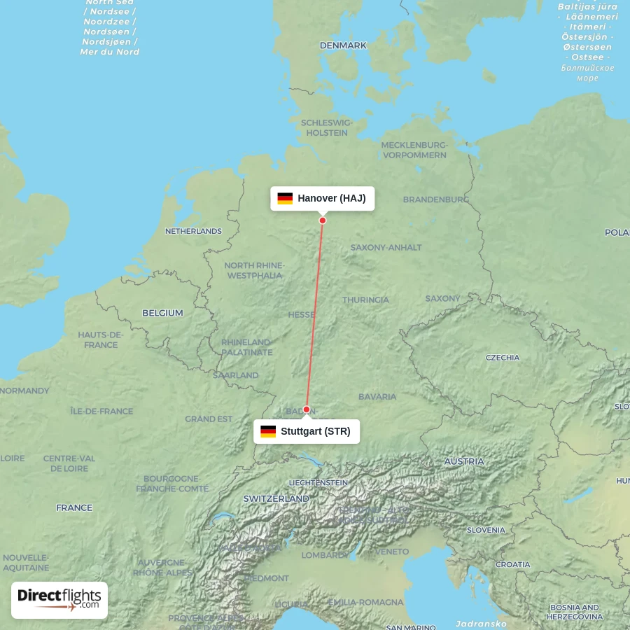 HAJ - STR route map